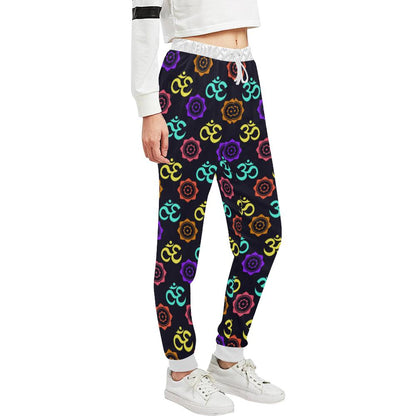 Chakra OM Print Pattern Unisex Casual Sweatpants (Model L11)-JTAMIGO.COM