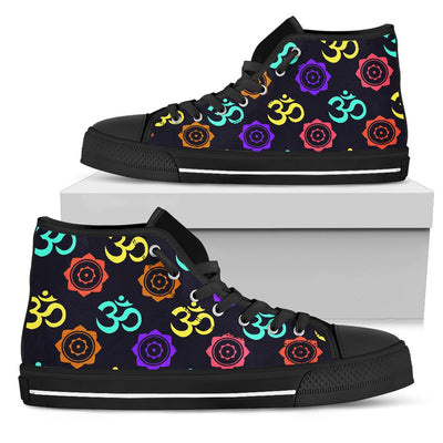 Chakra OM Print Pattern Women High Top Shoes