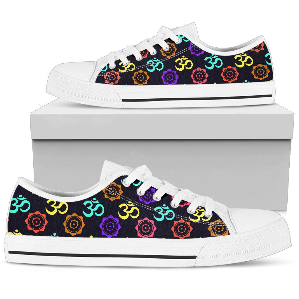 Chakra OM Print Pattern Women Low Top Shoes