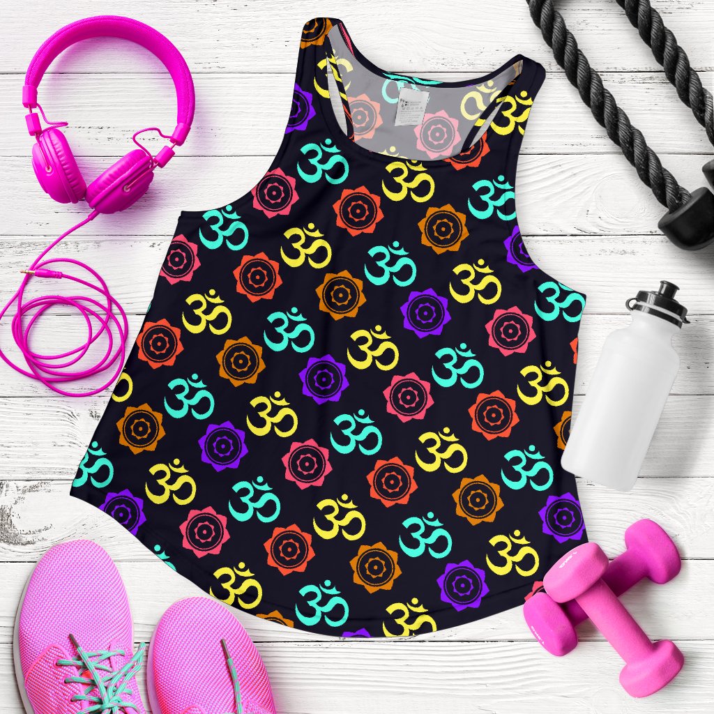 Chakra OM Print Pattern Women Racerback Tank Top