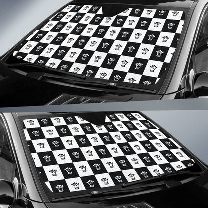 Checkered Flag Crown Pattern Car Sun Shade For Windshield