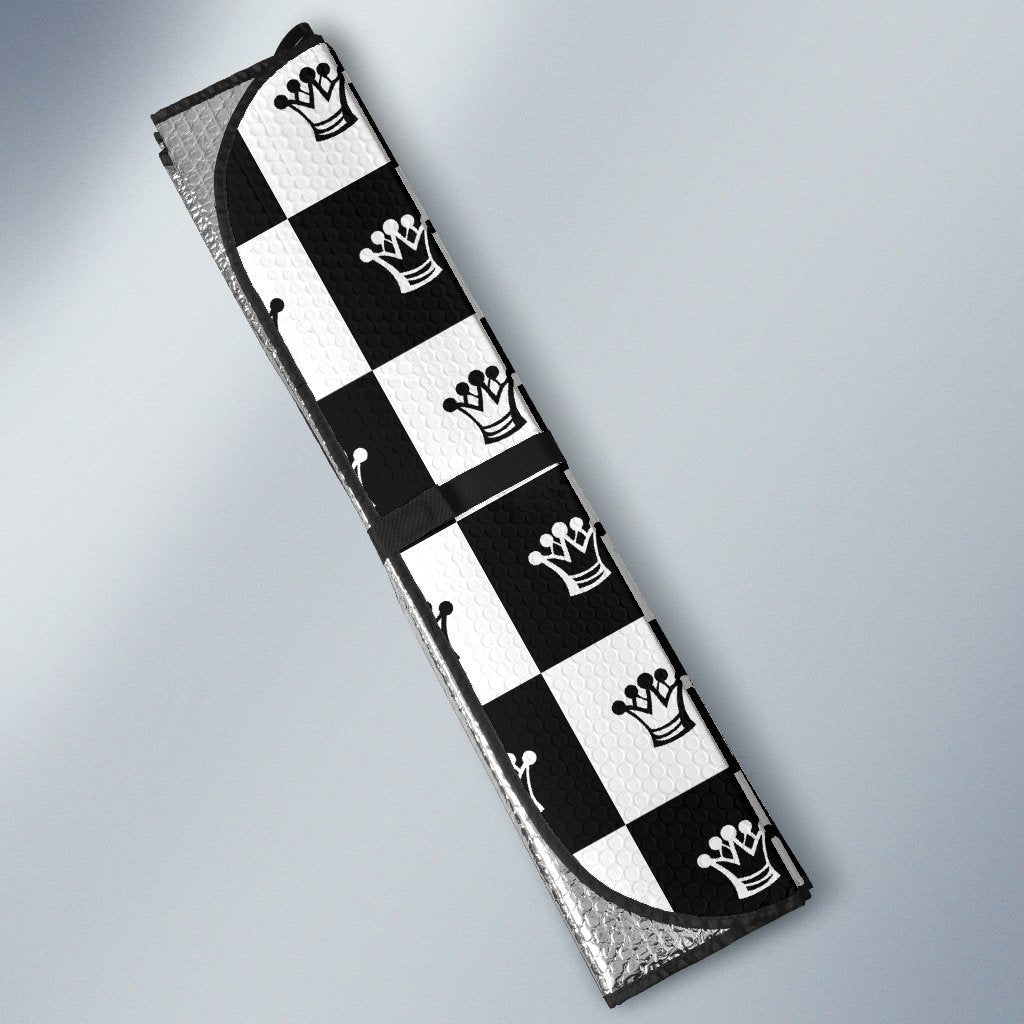 Checkered Flag Crown Pattern Car Sun Shade For Windshield