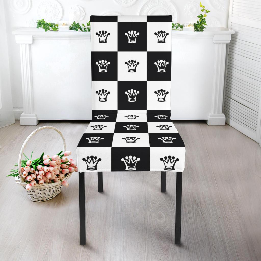 Checkered Flag Crown Pattern Dinning Chair Slipper-JTAMIGO.COM