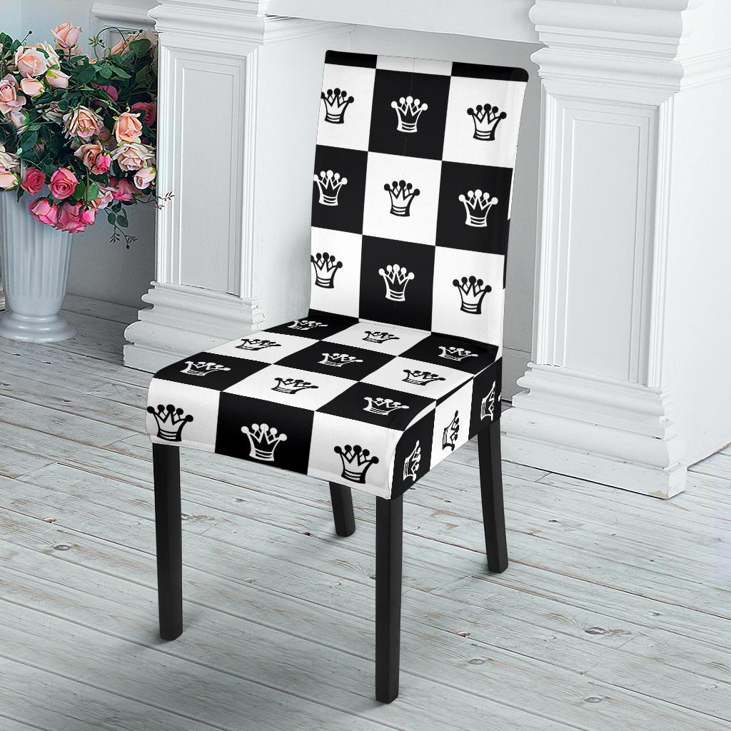 Checkered Flag Crown Pattern Dinning Chair Slipper-JTAMIGO.COM