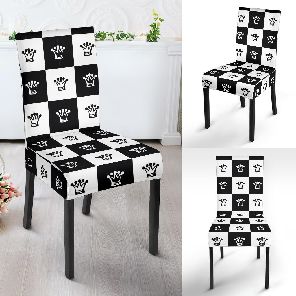 Checkered Flag Crown Pattern Dinning Chair Slipper-JTAMIGO.COM