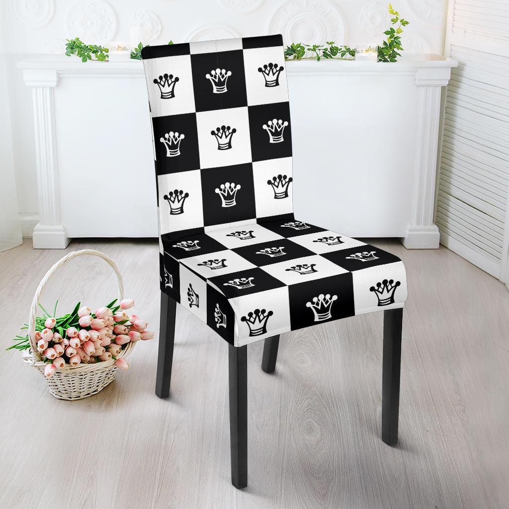 Checkered Flag Crown Pattern Dinning Chair Slipper-JTAMIGO.COM