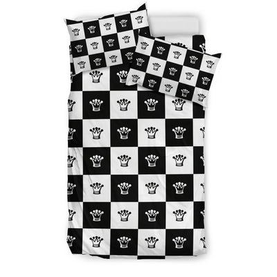Checkered Flag Crown Pattern Duvet Cover Bedding Set