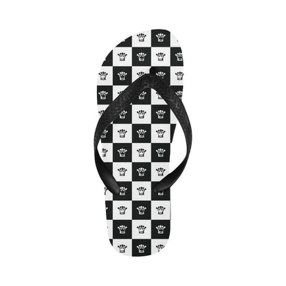 Checkered Flag Crown Pattern Flip Flops-JTAMIGO.COM