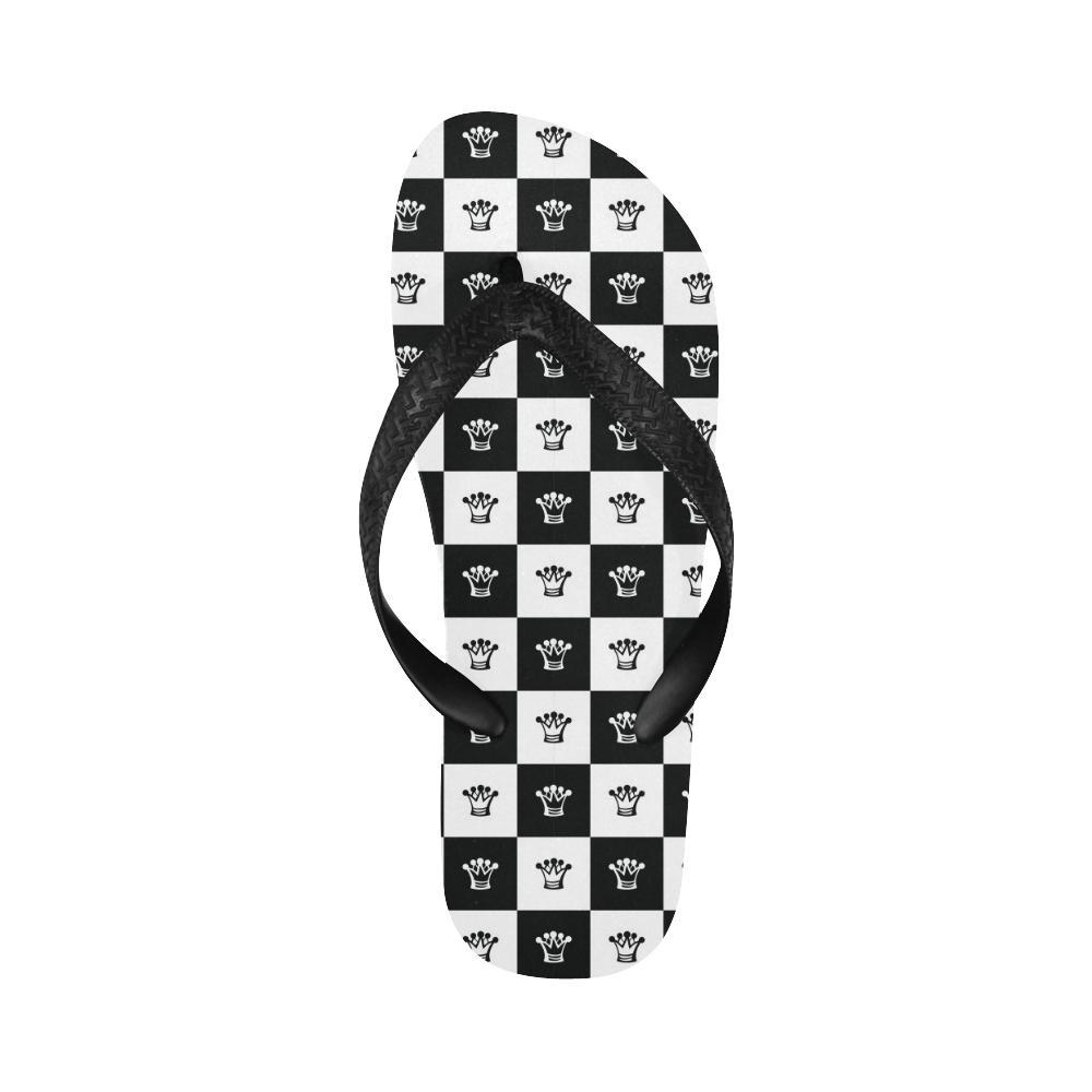 Checkered Flag Crown Pattern Flip Flops-JTAMIGO.COM