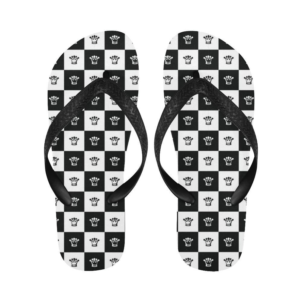Checkered Flag Crown Pattern Flip Flops-JTAMIGO.COM