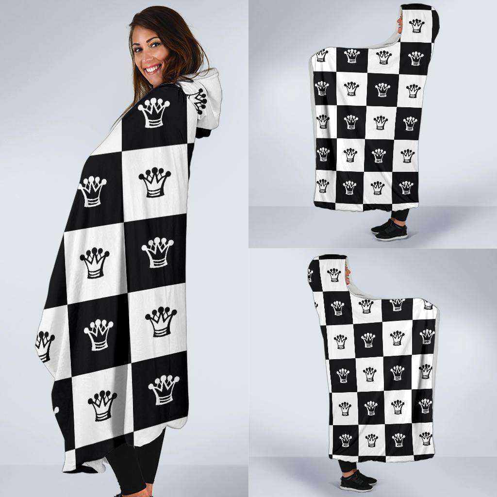 Checkered Flag Crown Pattern Hooded Blanket-JTAMIGO.COM