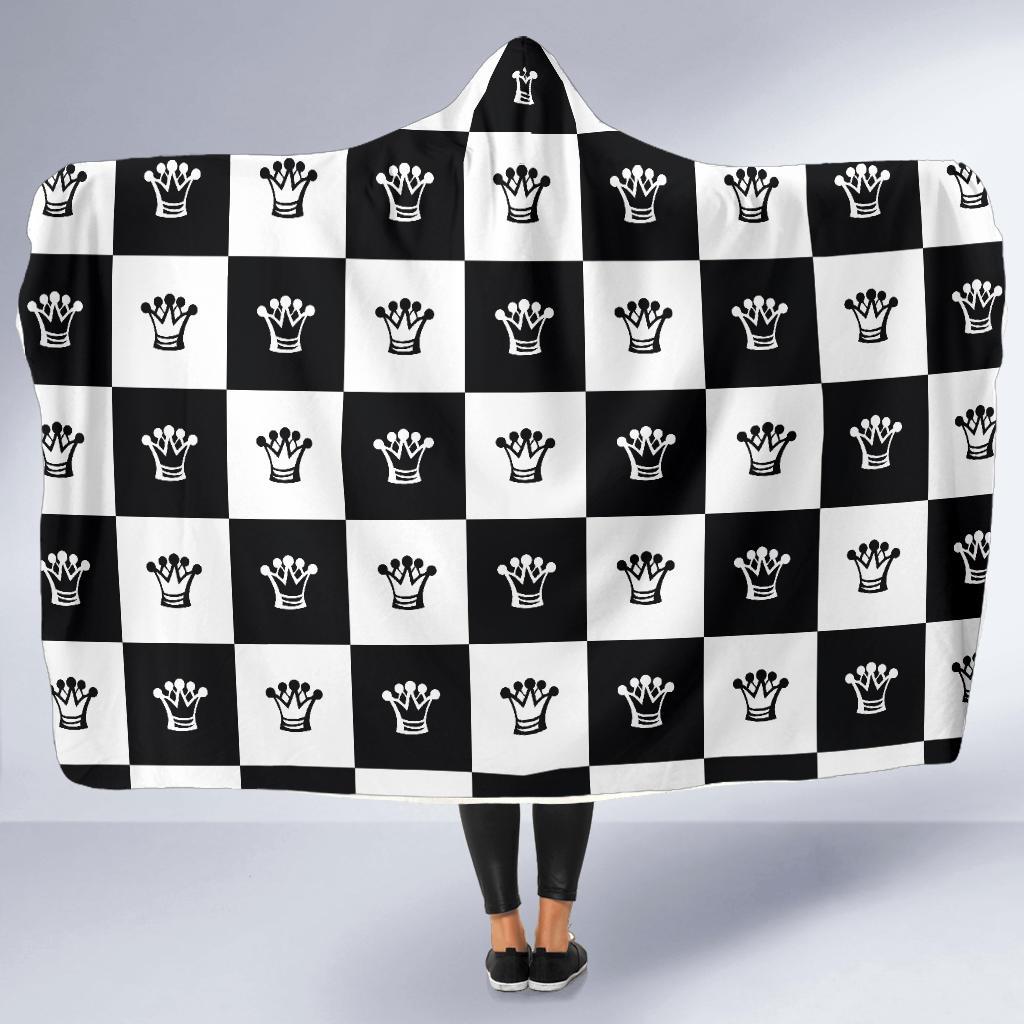 Checkered Flag Crown Pattern Hooded Blanket-JTAMIGO.COM