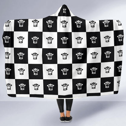 Checkered Flag Crown Pattern Hooded Blanket-JTAMIGO.COM