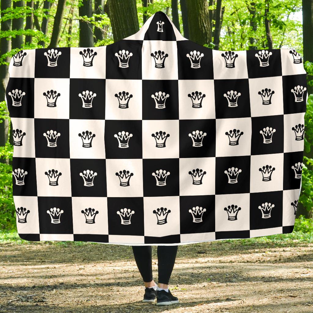 Checkered Flag Crown Pattern Hooded Blanket-JTAMIGO.COM