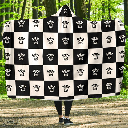 Checkered Flag Crown Pattern Hooded Blanket-JTAMIGO.COM