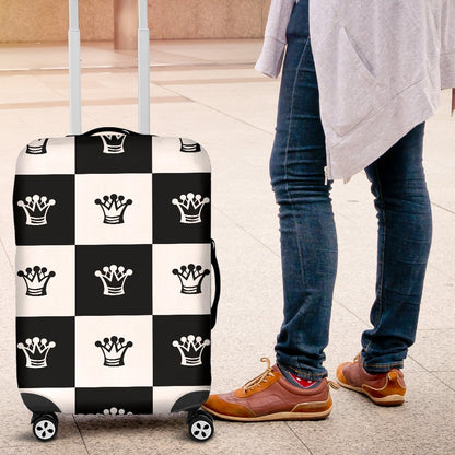 Checkered Flag Crown Pattern Luggage Cover Protector