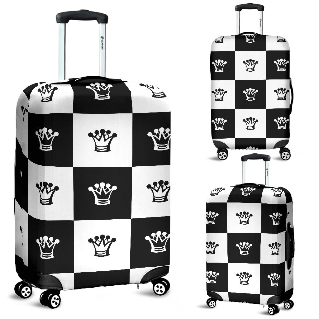 Checkered Flag Crown Pattern Luggage Cover Protector