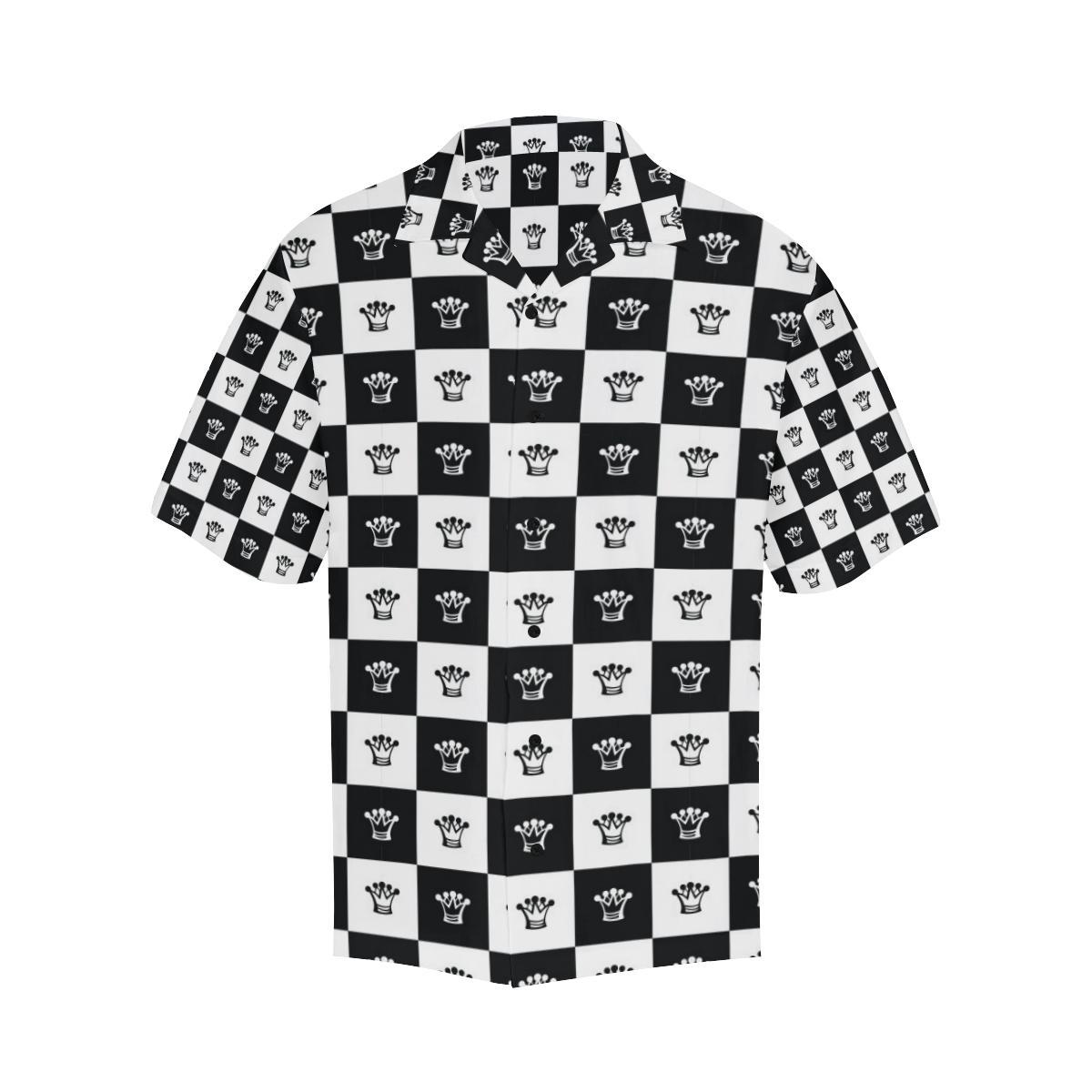Checkered Flag Crown Pattern Men Aloha Hawaiian Shirt