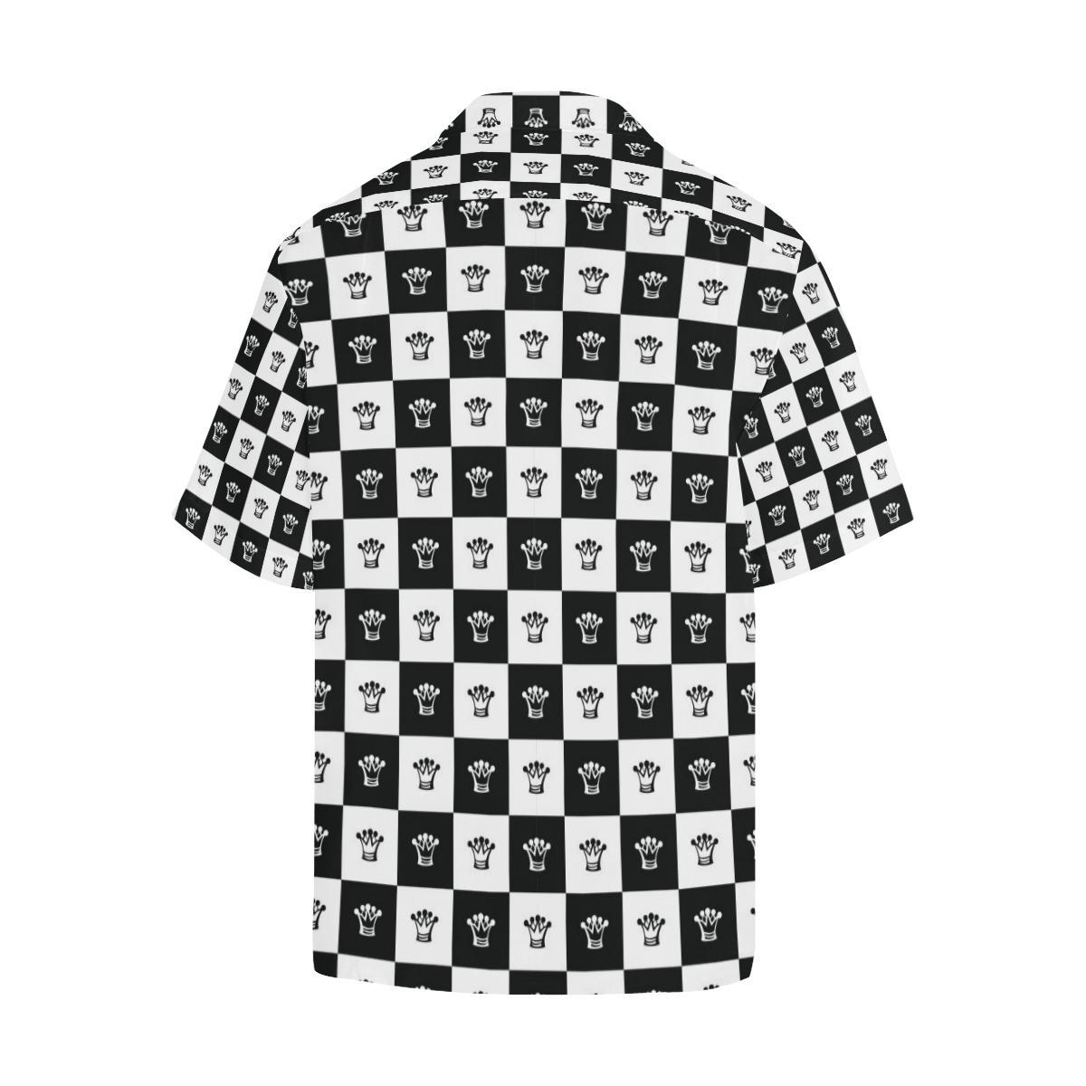 Checkered Flag Crown Pattern Men Aloha Hawaiian Shirt