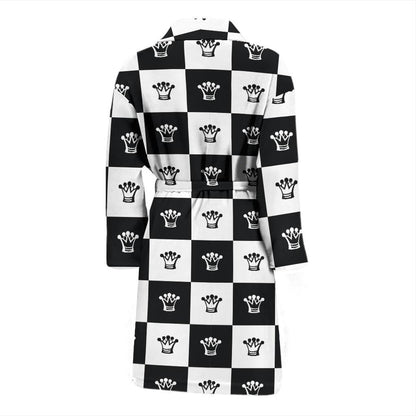 Checkered Flag Crown Pattern Men Bath Robe-JTAMIGO.COM