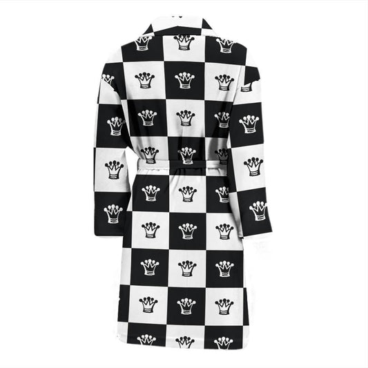 Checkered Flag Crown Pattern Men Bath Robe-JTAMIGO.COM