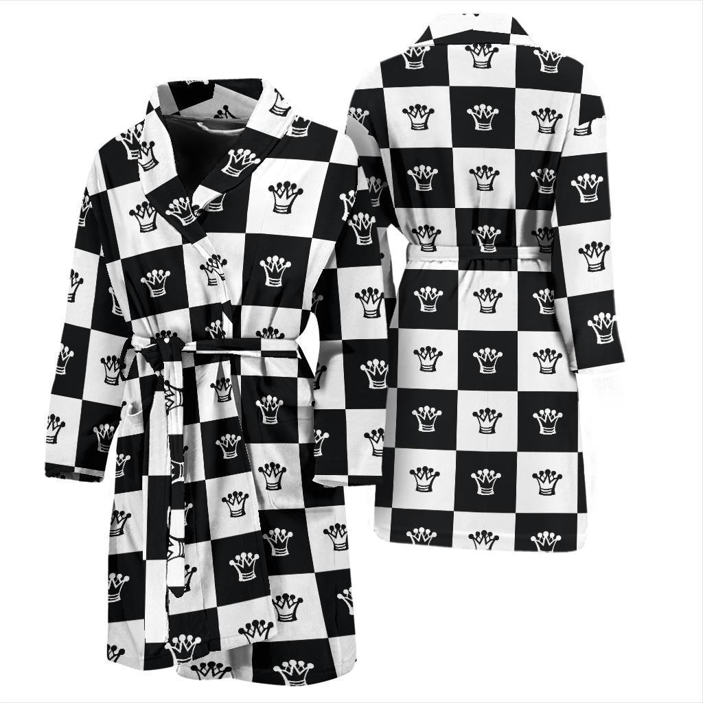 Checkered Flag Crown Pattern Men Bath Robe-JTAMIGO.COM