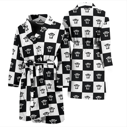 Checkered Flag Crown Pattern Men Bath Robe-JTAMIGO.COM