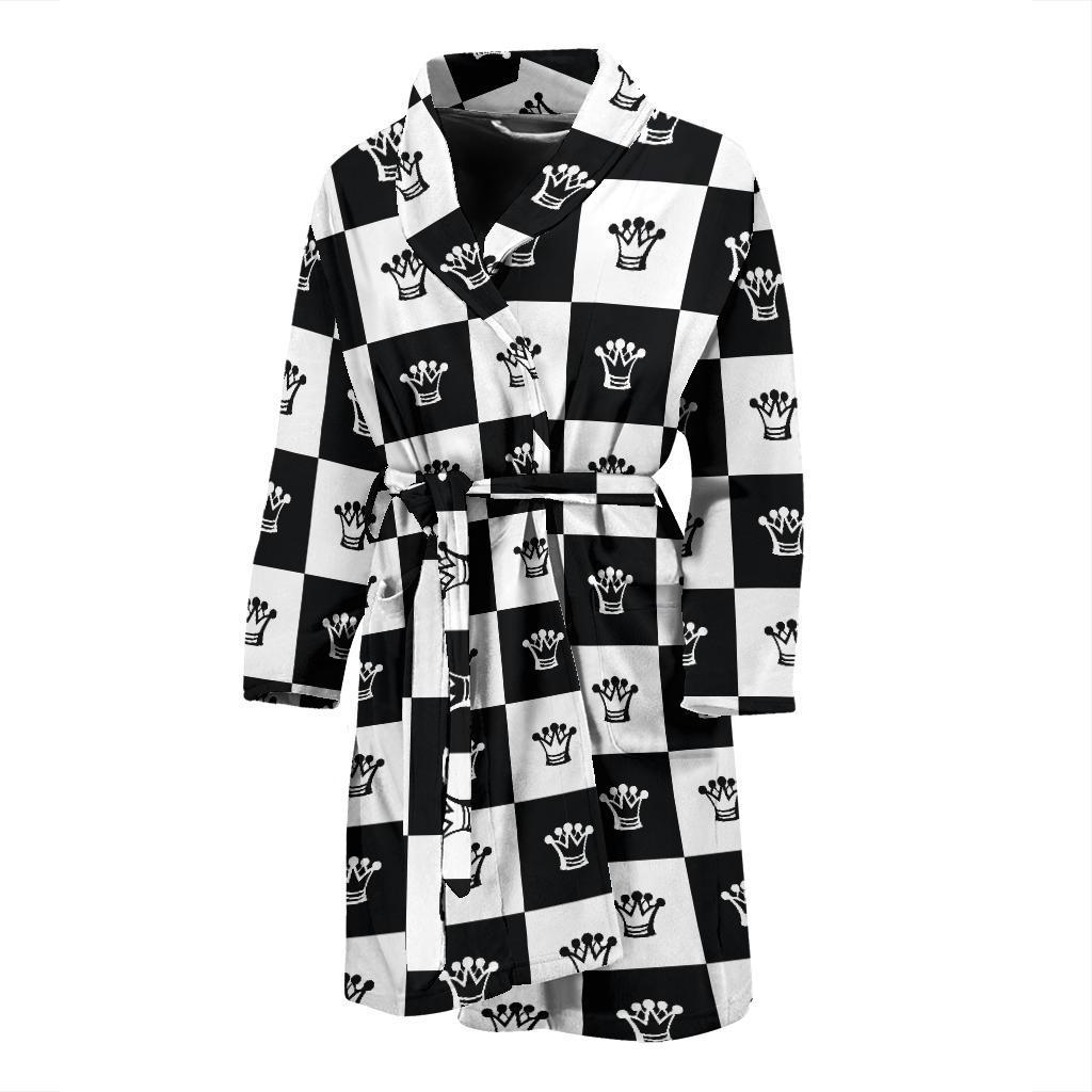 Checkered Flag Crown Pattern Men Bath Robe-JTAMIGO.COM
