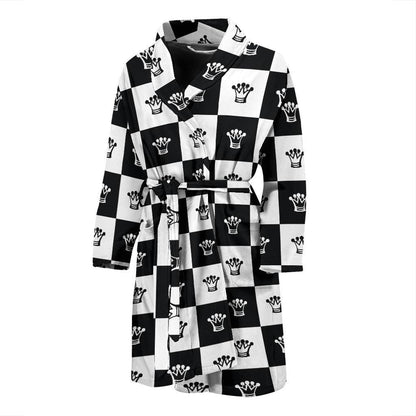 Checkered Flag Crown Pattern Men Bath Robe-JTAMIGO.COM