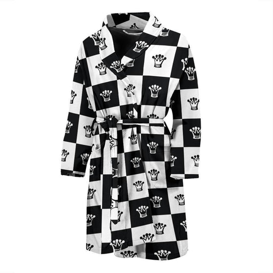 Checkered Flag Crown Pattern Men Bath Robe-JTAMIGO.COM