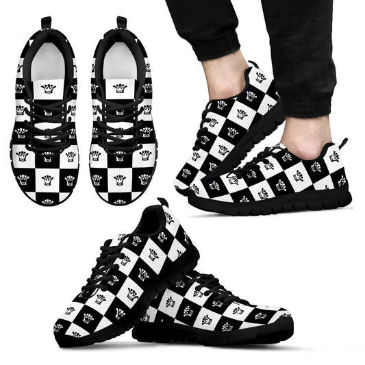 Checkered Flag Crown Pattern Men Sneakers Shoes