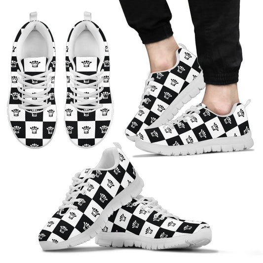 Checkered Flag Crown Pattern Men Sneakers Shoes