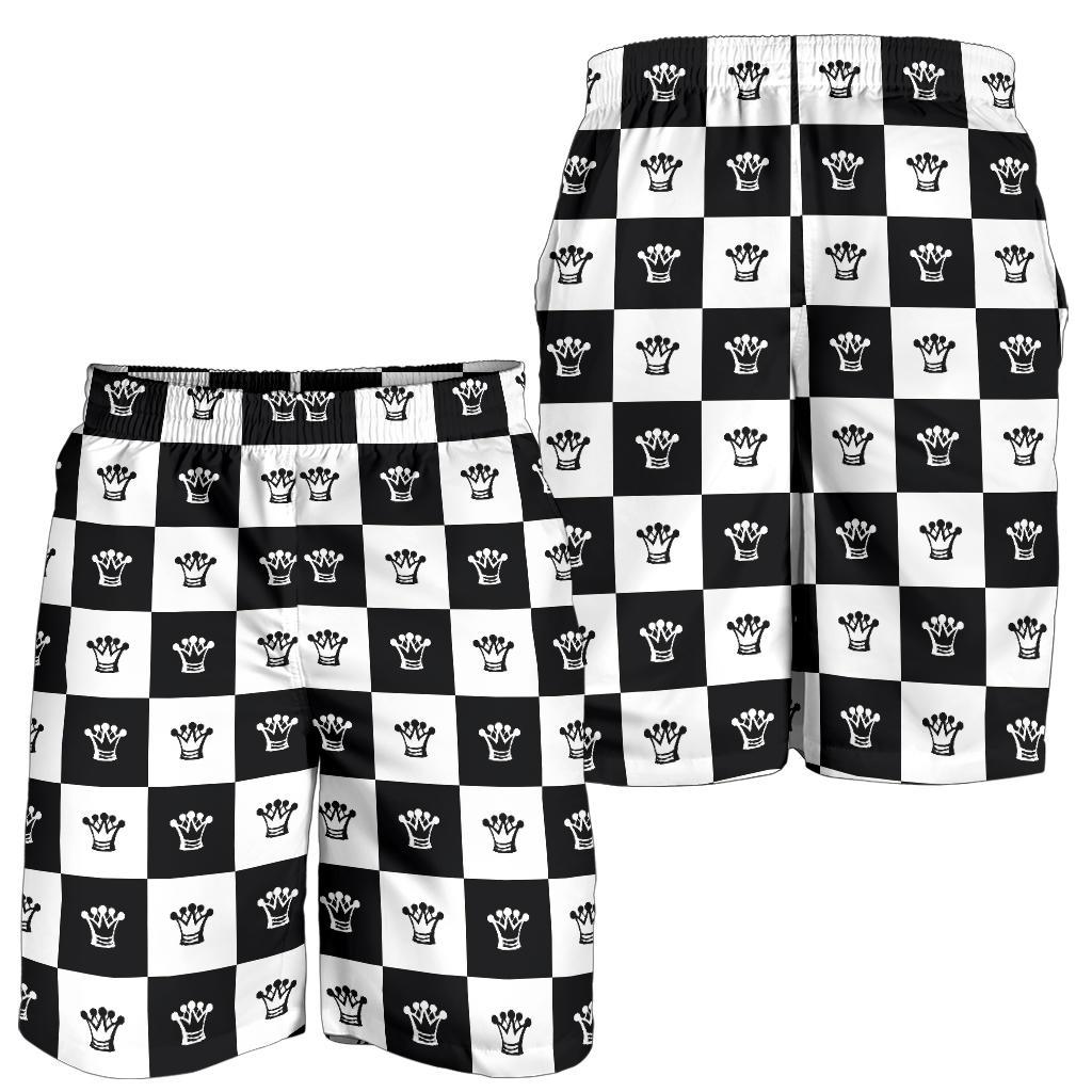 Checkered Flag Crown Pattern Mens Shorts-JTAMIGO.COM