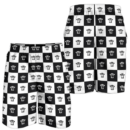 Checkered Flag Crown Pattern Mens Shorts-JTAMIGO.COM