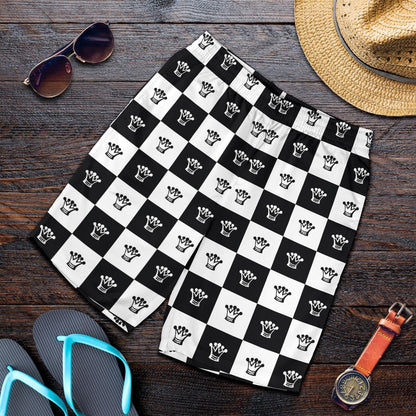 Checkered Flag Crown Pattern Mens Shorts-JTAMIGO.COM