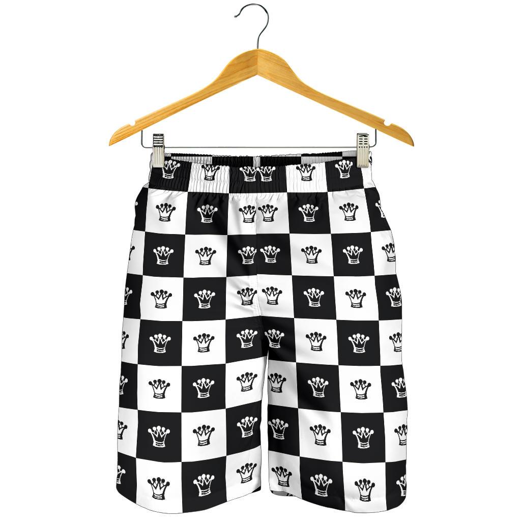 Checkered Flag Crown Pattern Mens Shorts-JTAMIGO.COM