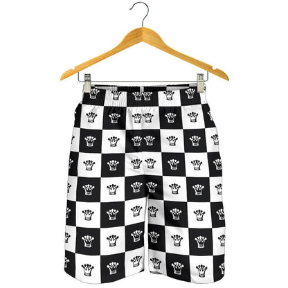 Checkered Flag Crown Pattern Mens Shorts-JTAMIGO.COM
