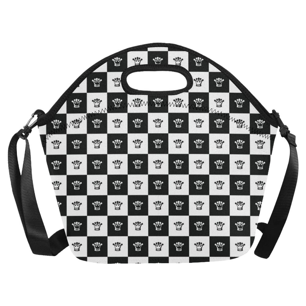 Checkered Flag Crown Pattern Neoprene Lunch Bag (Model 1669)(Large)-JTAMIGO.COM
