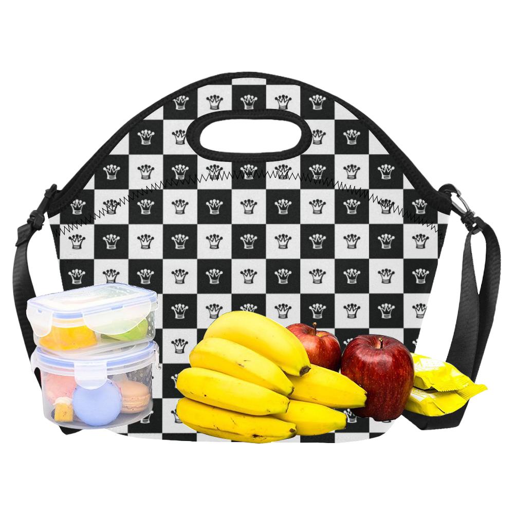 Checkered Flag Crown Pattern Neoprene Lunch Bag (Model 1669)(Large)-JTAMIGO.COM