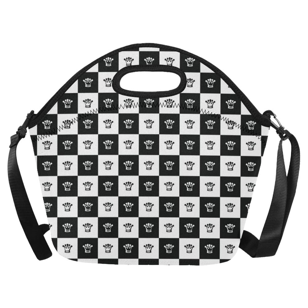 Checkered Flag Crown Pattern Neoprene Lunch Bag (Model 1669)(Large)-JTAMIGO.COM