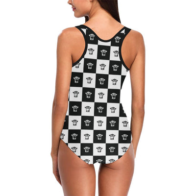 Checkered Flag Crown Pattern One Piece Swimsuit-JTAMIGO.COM