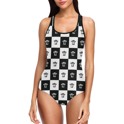 Checkered Flag Crown Pattern One Piece Swimsuit-JTAMIGO.COM