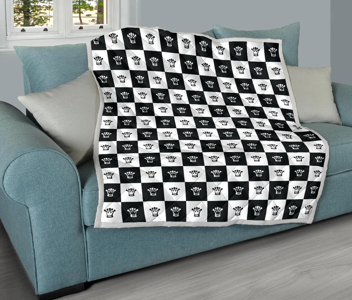 Checkered Flag Crown Pattern Premium Quilt-JTAMIGO.COM