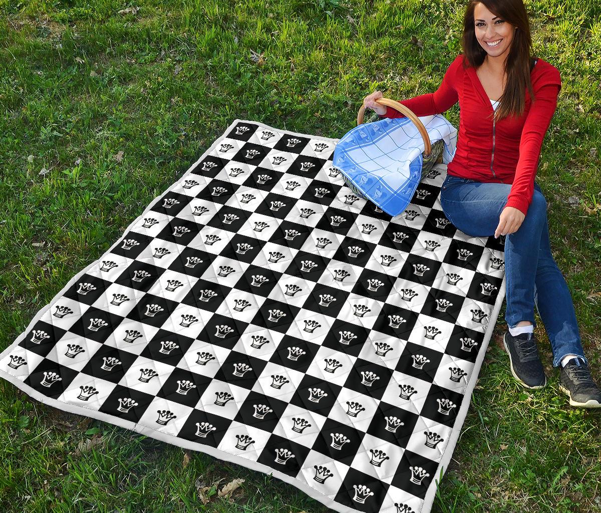 Checkered Flag Crown Pattern Premium Quilt-JTAMIGO.COM