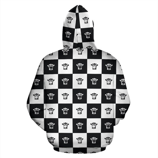 Checkered Flag Crown Pattern Pullover Hoodie