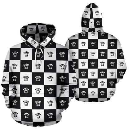 Checkered Flag Crown Pattern Pullover Hoodie