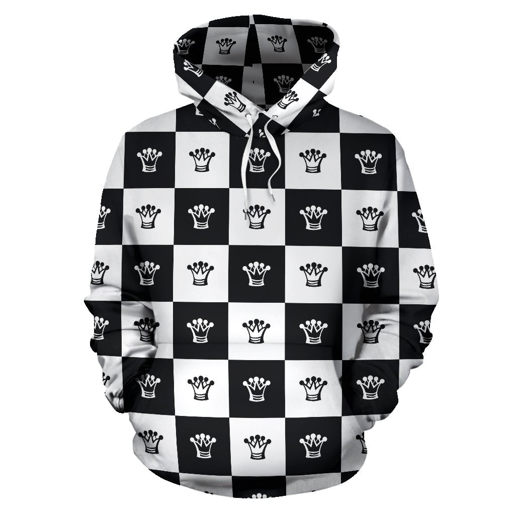 Checkered Flag Crown Pattern Pullover Hoodie