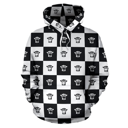 Checkered Flag Crown Pattern Pullover Hoodie