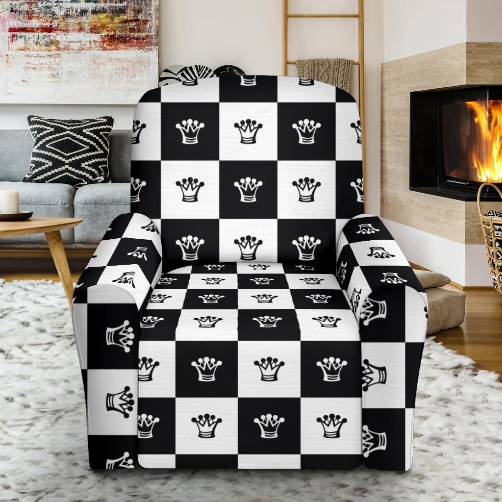 Checkered Flag Crown Pattern Single Sofa Slipcover -JTAMIGO.COM