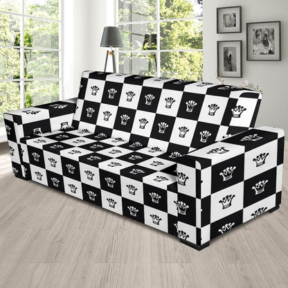 Checkered Flag Crown Pattern Sofa Slipcover-JTAMIGO.COM